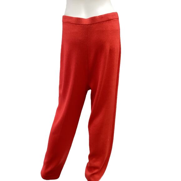 St.John Collection ByMarie Gray Pants Women’s SZ10 Fine Knit Wide Leg Bright Red - Picture 3 of 4